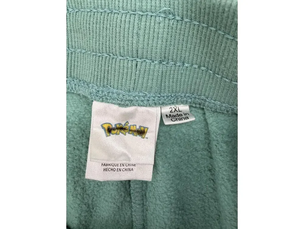 Pokémon Relaxed Fit Jogger Sweatpants 2XL Fleece Green Pikachu - Picture 3 of 7